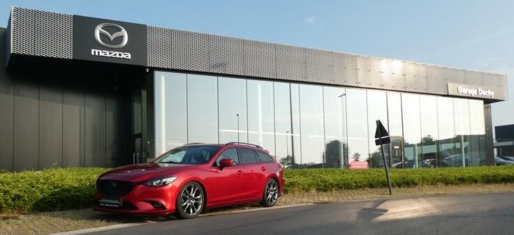 Mooie en sportieve break tweedehands soul red Mazda 6 kopen bij Garage Dochy Izegem